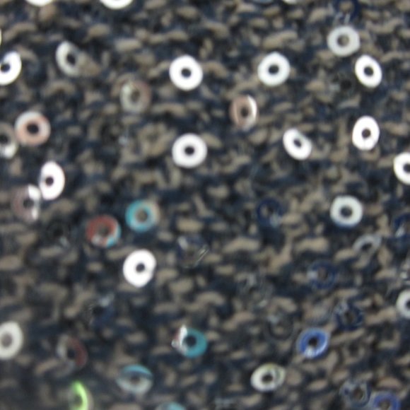 CHICOS 1 Womens Medium Blue Beige LS Silver Sequin Front Zip Wool Blend Sweater - Picture 11 of 11